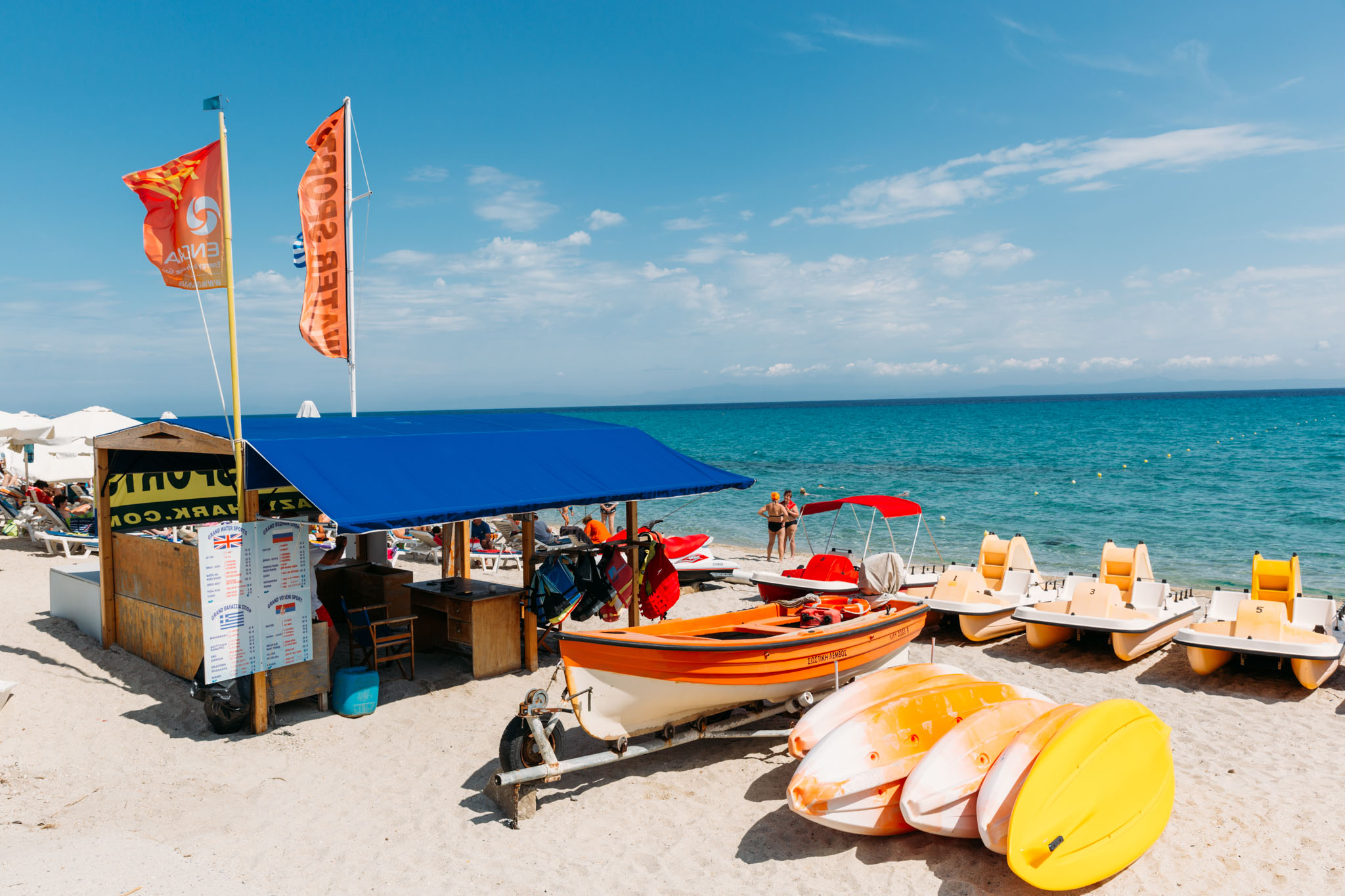 Water sports on Hanioti Beach